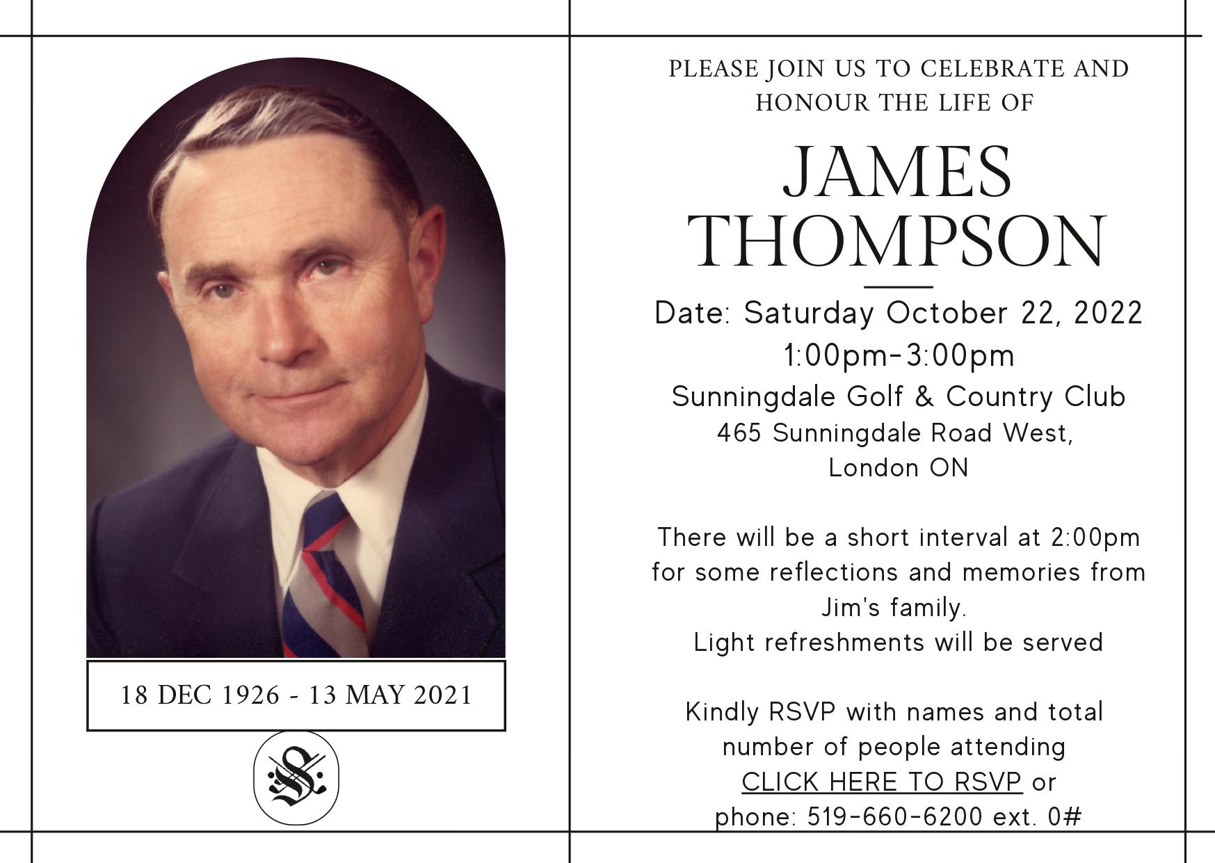 Celebration of life for James Thompson
